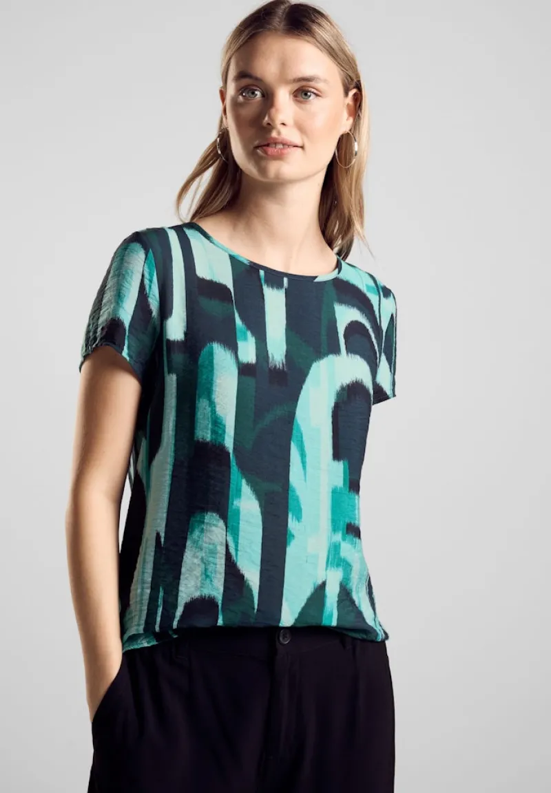 Street One Shirts*Materialmix-T-Shirt hunter green