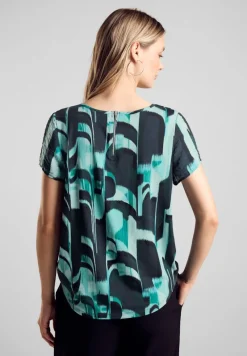 Street One Shirts*Materialmix-T-Shirt hunter green