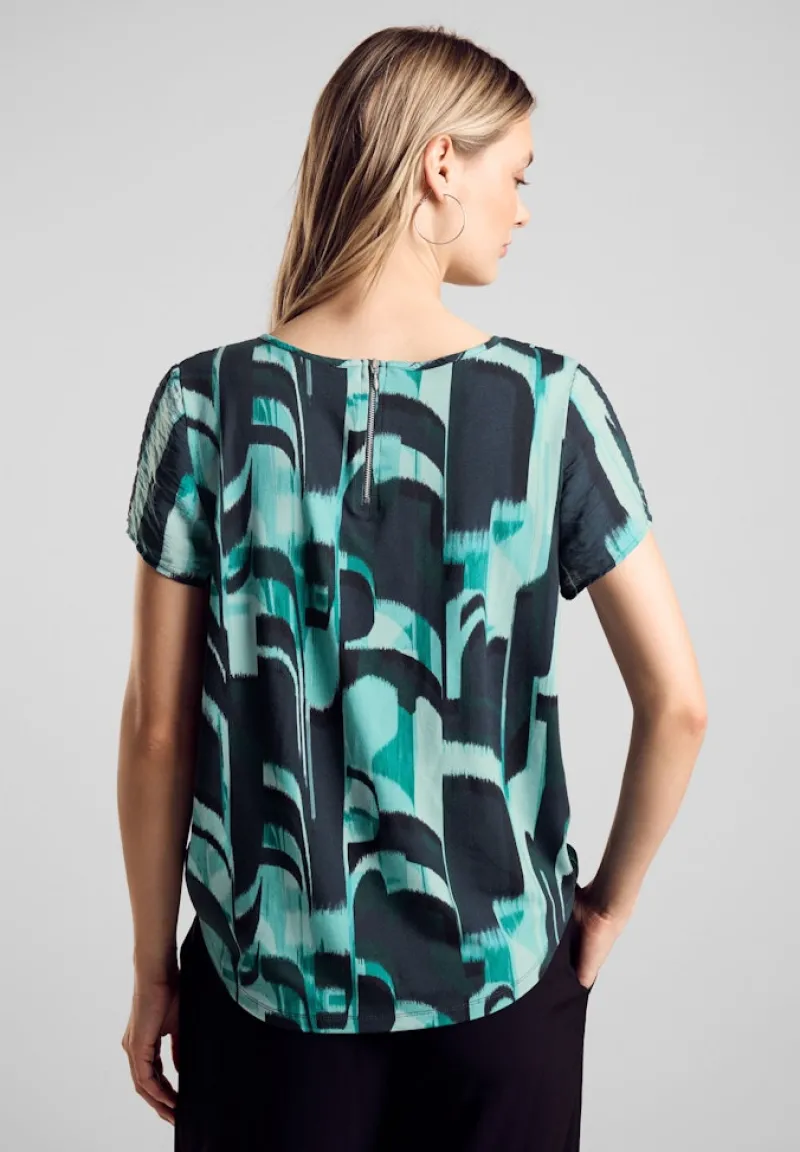 Street One Shirts*Materialmix-T-Shirt hunter green