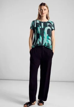 Street One Shirts*Materialmix-T-Shirt hunter green