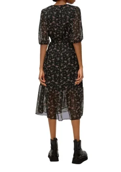QS Kleider*Maxi-Kleid mit All-over-Print Schwarz