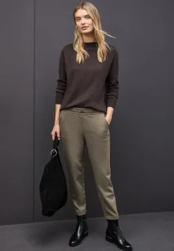 Street One Hosen*Melange Hose mit Detail darkest brown mel.
