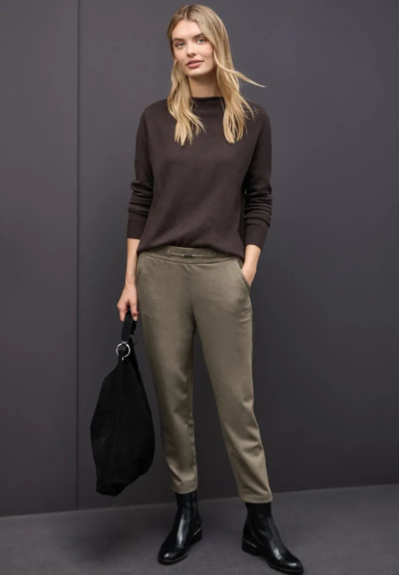 Street One Hosen*Melange Hose mit Detail darkest brown mel.