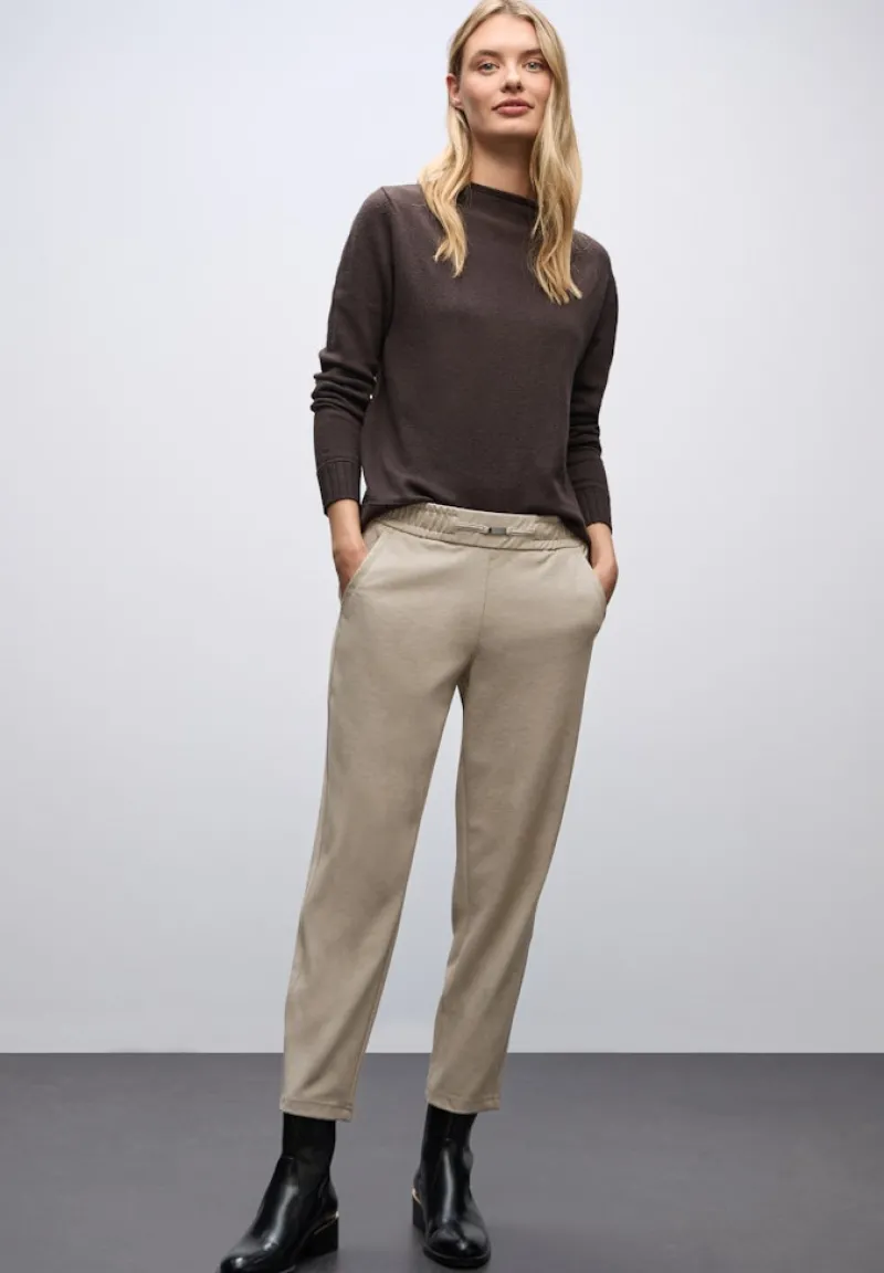 Street One Hosen*Melange Hose mit Detail sanded beige mel.