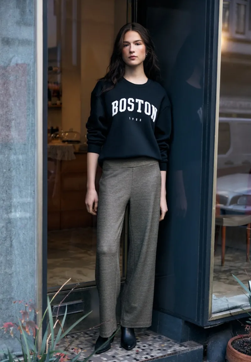 STREET ONE STUDIO Jeans*Melierte Wide Leg Hose Black