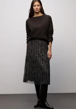 Street One Röcke*Mesh Plissée Rock mit Print darkest brown