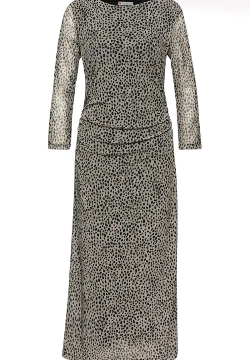 Street One Kleider*Mesh-Kleid mit Leo-Muster sanded beige