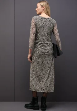 Street One Kleider*Mesh-Kleid mit Leo-Muster sanded beige
