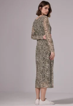 STREET ONE STUDIO Kleider*Mesh-Kleid mit Leo-Print creamy brown