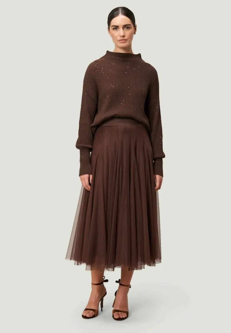 Zero Röcke*Meshrock mit Gummibund chicory coffee