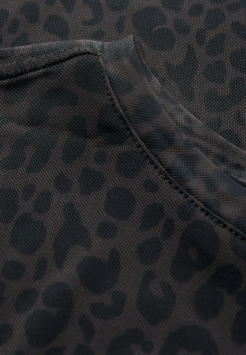 STREET ONE STUDIO Shirts*Mesh-Shirt mit Leo-Muster dark auburn brown