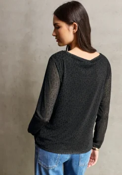 STREET ONE STUDIO Shirts*Mesh-Shirt mit Leo-Muster dark auburn brown