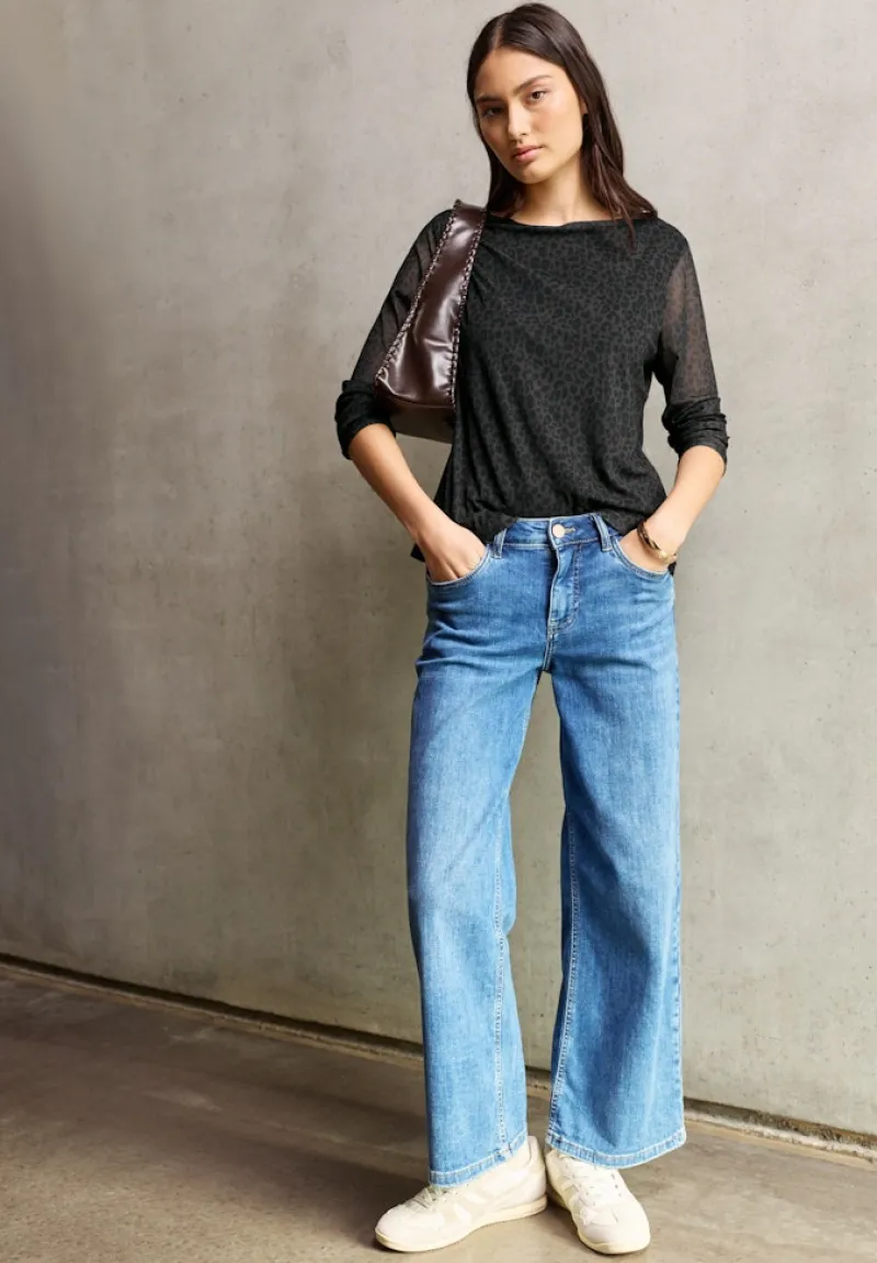 STREET ONE STUDIO Shirts*Mesh-Shirt mit Leo-Muster dark auburn brown