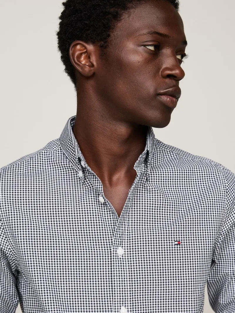 Tommy Hilfiger Hemden|Big Boys*MICRO GINGHAM POPLIN SF SHIRT carbon navy - optic white