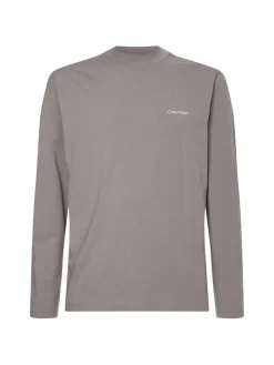 Calvin Klein Shirts*MICRO LOGO LS MOCK NECK T-SHIRT grey asphalt