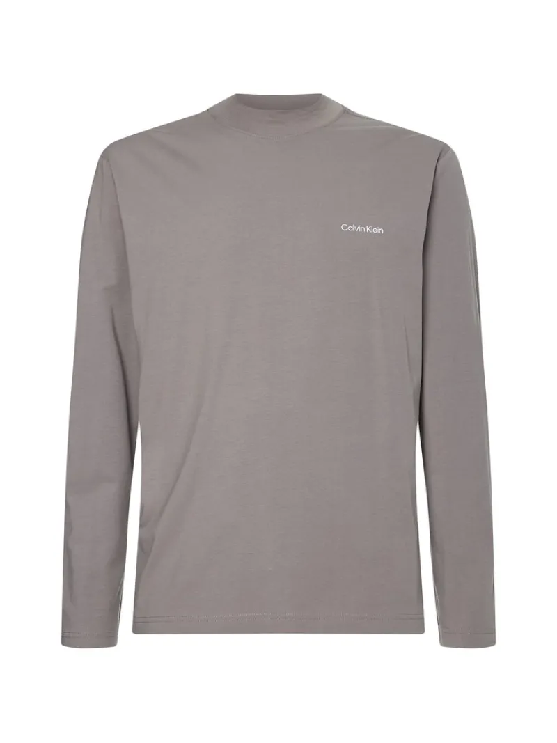 Calvin Klein Shirts*MICRO LOGO LS MOCK NECK T-SHIRT grey asphalt