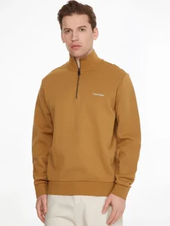 Calvin Klein Pullover & Sweatshirts*MICRO LOGO REPREVE Q-ZIP caramel