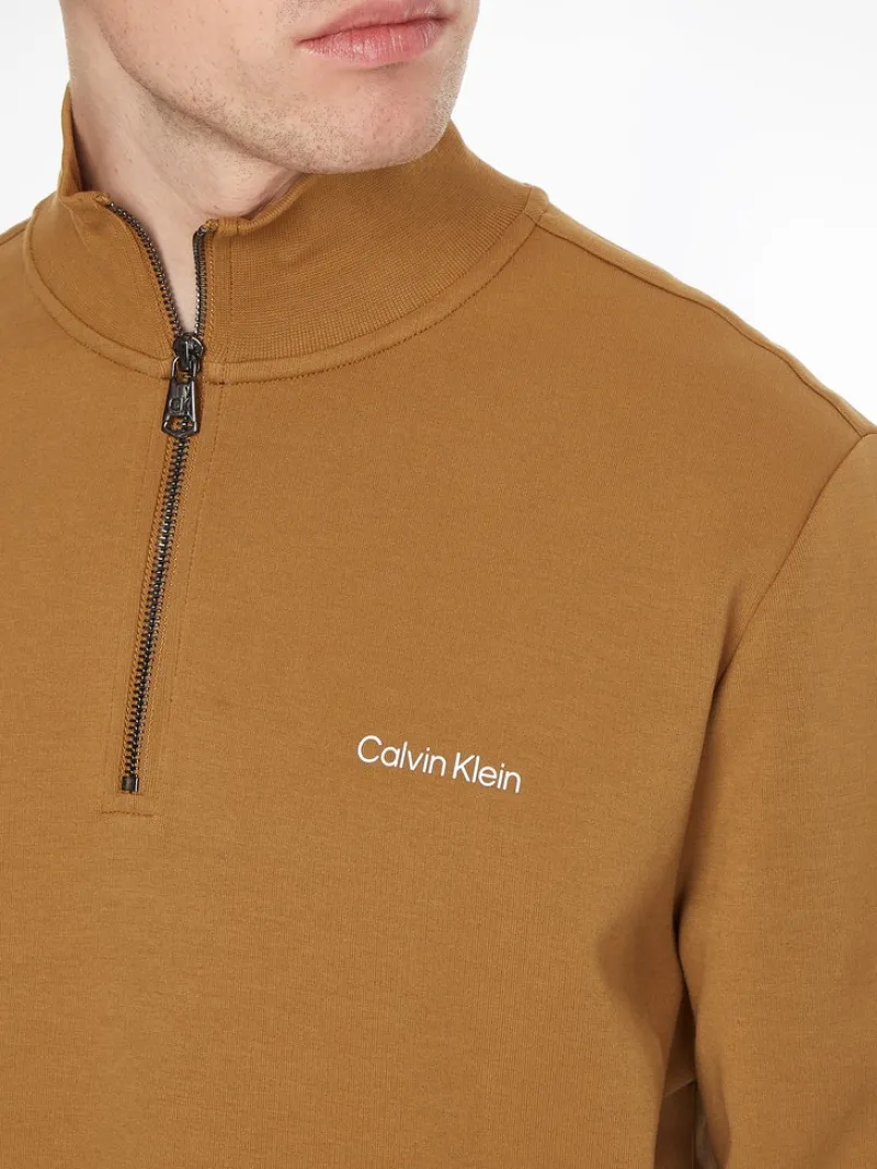 Calvin Klein Pullover & Sweatshirts*MICRO LOGO REPREVE Q-ZIP caramel
