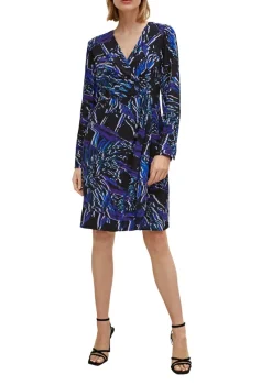 Comma Kleider*Midikleid mit Allover-Muster Schwarz