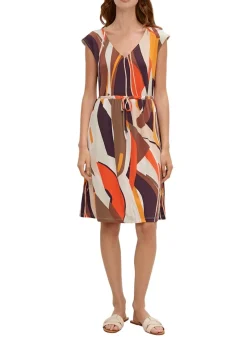 Comma Kleider*Midikleid mit Allover-Muster Braun