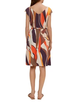 Comma Kleider*Midikleid mit Allover-Muster Braun