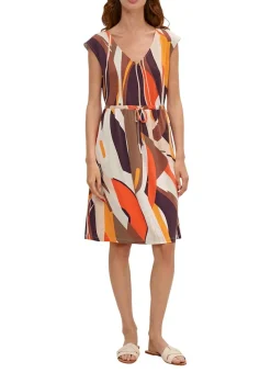 Comma Kleider*Midikleid mit Allover-Muster Braun