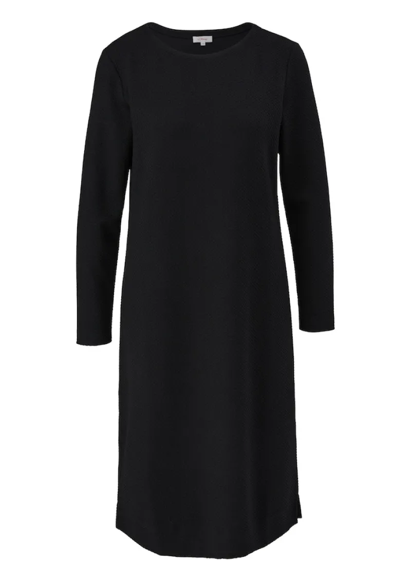 s.Oliver Kleider*Midikleid mit Struktur Schwarz