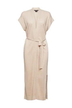 Esprit Pullover & Sweatshirts*Mit Leinen: lange Weste mit Bindegürtel light taupe