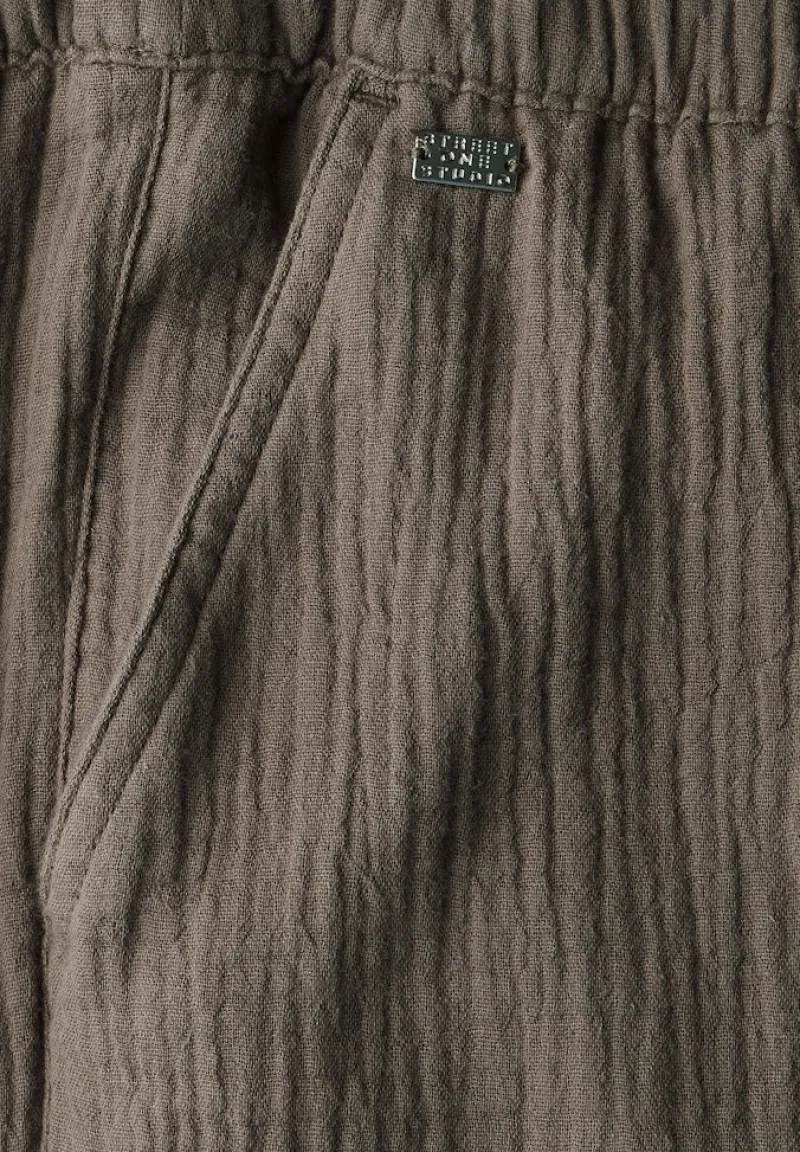 STREET ONE STUDIO Hosen*Musselin Wide Leg Hose acron brown