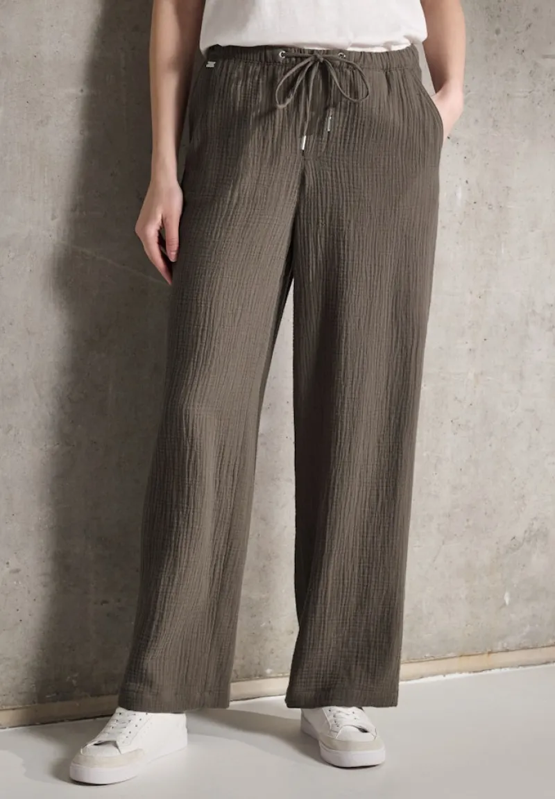 STREET ONE STUDIO Hosen*Musselin Wide Leg Hose acron brown