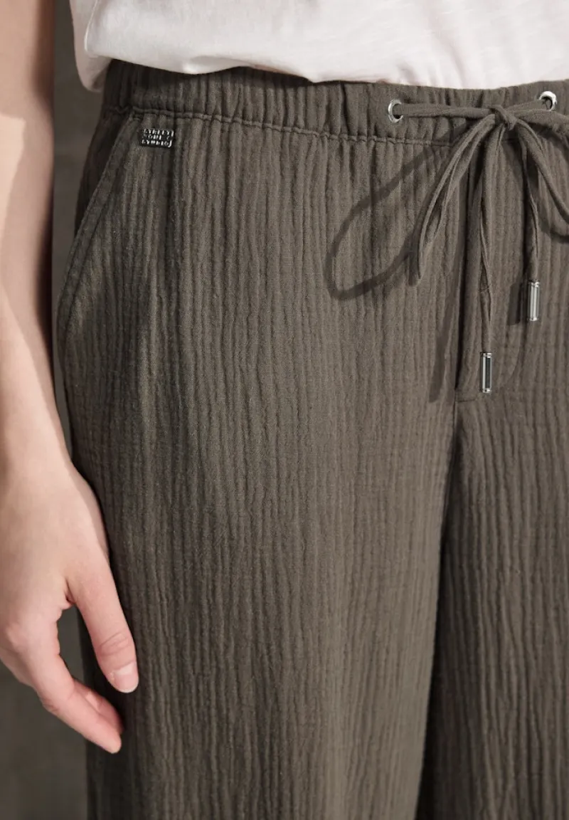 STREET ONE STUDIO Hosen*Musselin Wide Leg Hose acron brown