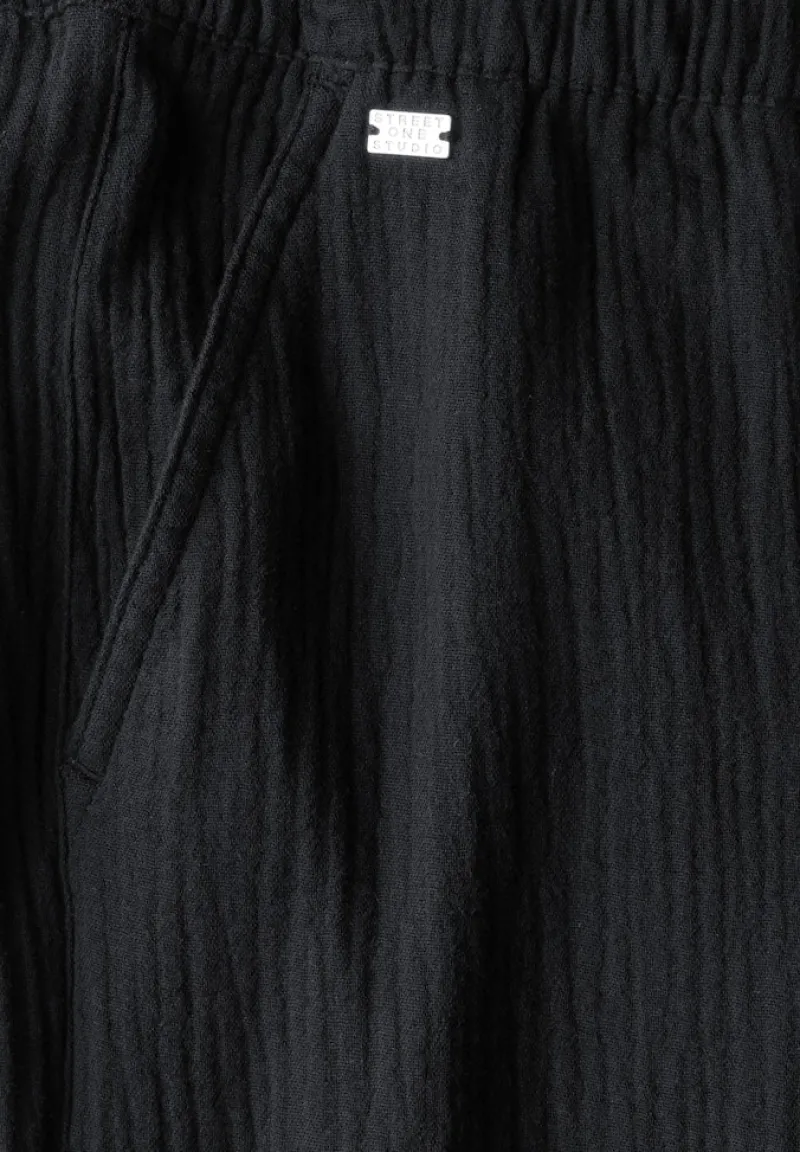 STREET ONE STUDIO Hosen*Musselin Wide Leg Hose Black