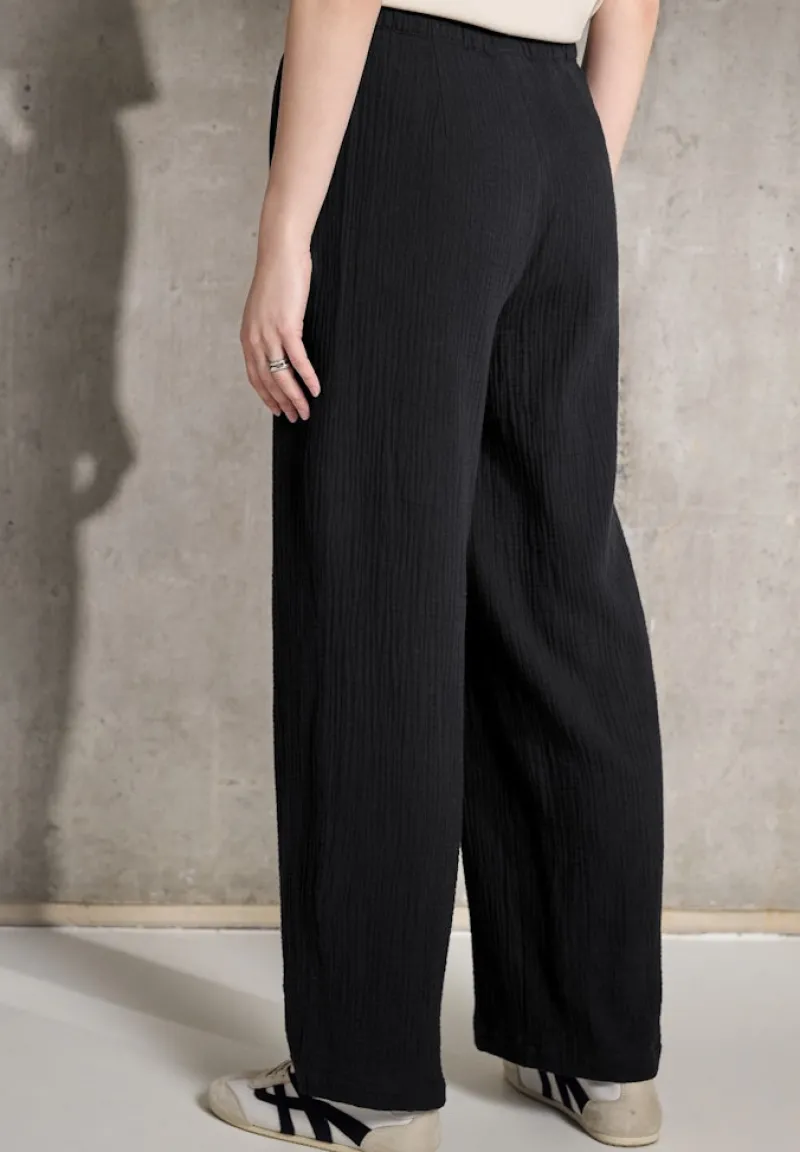 STREET ONE STUDIO Hosen*Musselin Wide Leg Hose Black