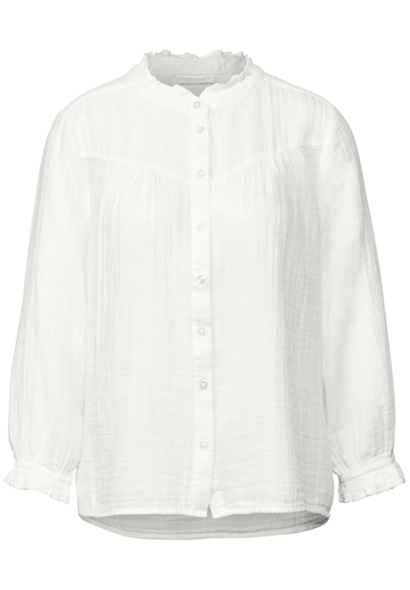 STREET ONE STUDIO Blusen*Musselin-Bluse mit Rüschen off white