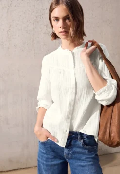 STREET ONE STUDIO Blusen*Musselin-Bluse mit Rüschen off white