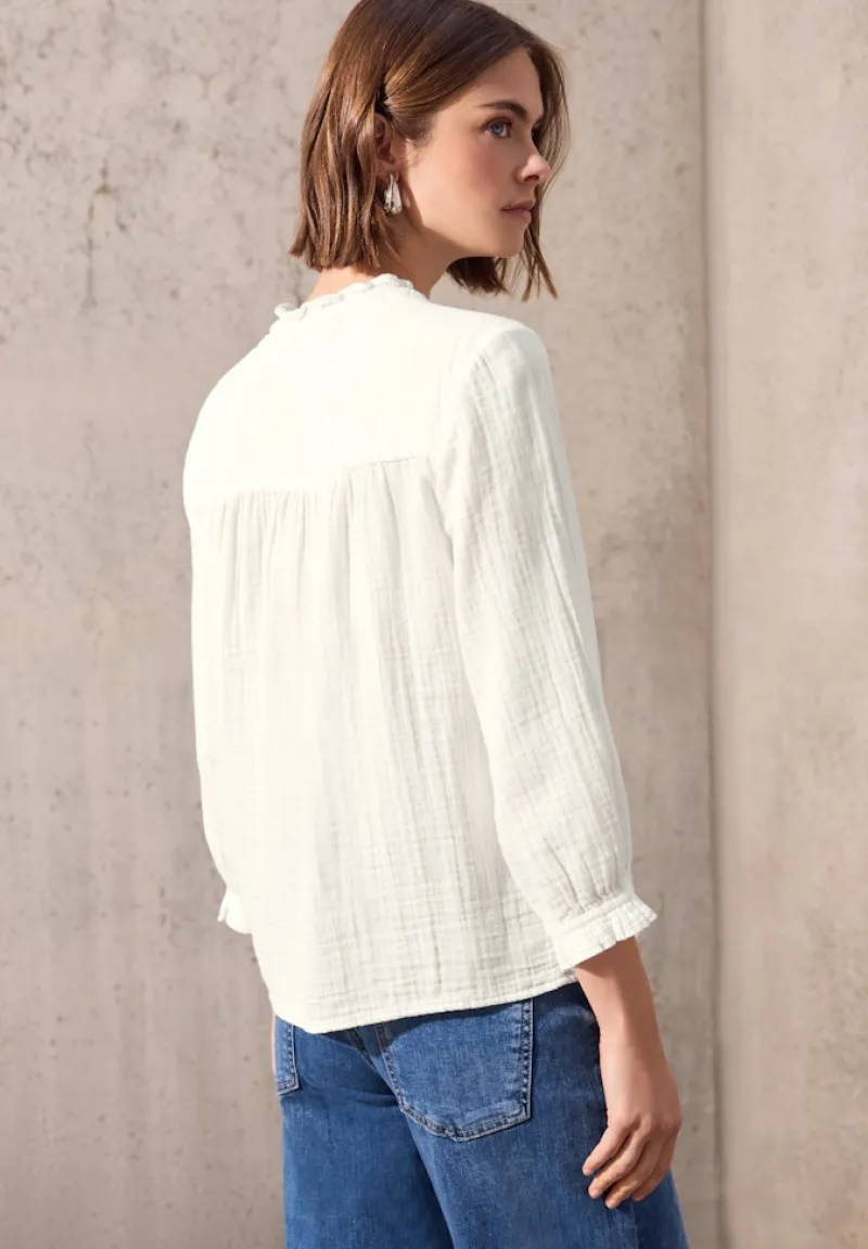 STREET ONE STUDIO Blusen*Musselin-Bluse mit Rüschen off white