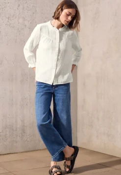 STREET ONE STUDIO Blusen*Musselin-Bluse mit Rüschen off white