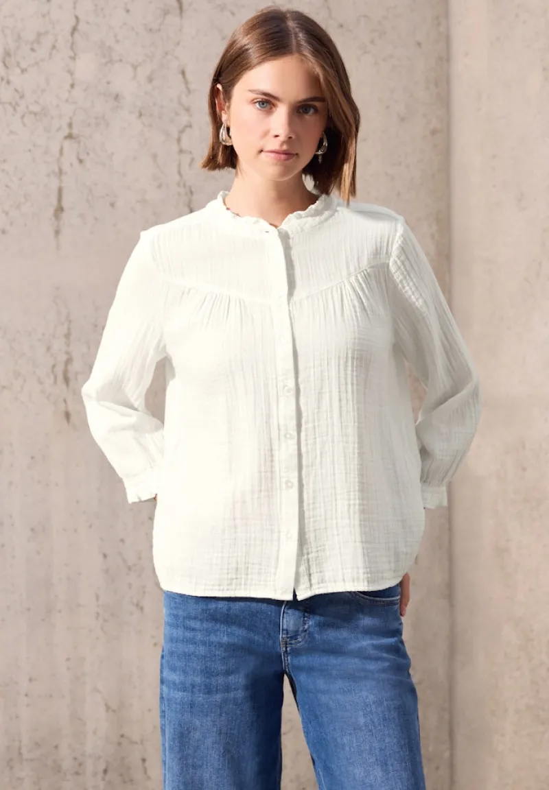 STREET ONE STUDIO Blusen*Musselin-Bluse mit Rüschen off white