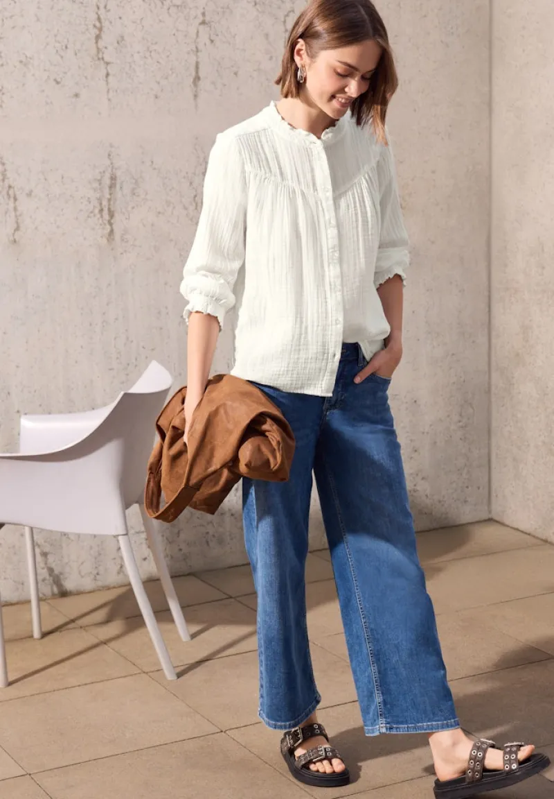 STREET ONE STUDIO Blusen*Musselin-Bluse mit Rüschen off white