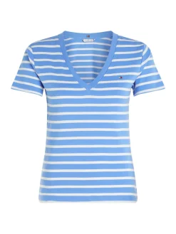 Tommy Hilfiger Shirts*NEW SLIM CODY V-NK SS breton stp- blue spell- ecru