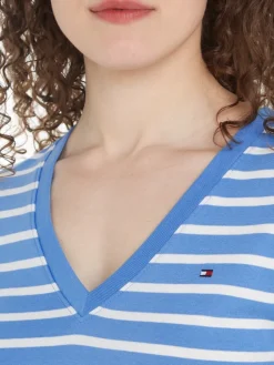 Tommy Hilfiger Shirts*NEW SLIM CODY V-NK SS breton stp- blue spell- ecru