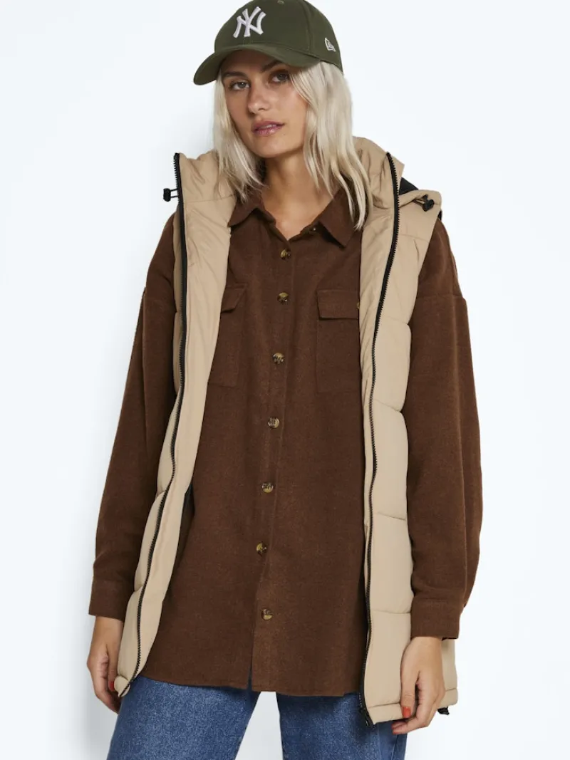 Noisy May Westen*NMAURORA HOOD VEST NOOS hellbraun2