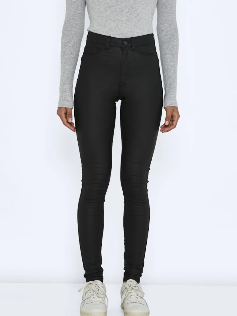 Noisy May Hosen*NMCALLIE HW SKINNY COATED PANTS NOOS Black