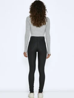 Noisy May Hosen*NMCALLIE HW SKINNY COATED PANTS NOOS Black