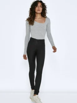 Noisy May Hosen*NMCALLIE HW SKINNY COATED PANTS NOOS Black