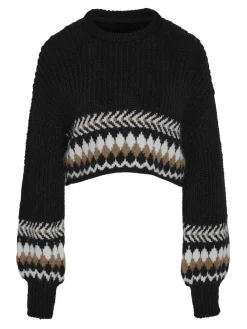 Noisy May Pullover & Sweatshirts*NMDAISY L/S O-NECK KNIT Black-Eggnog & Nomad