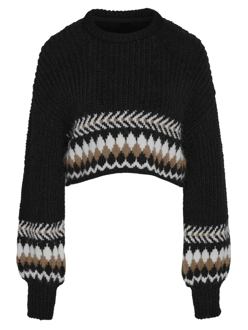 Noisy May Pullover & Sweatshirts*NMDAISY L/S O-NECK KNIT Black-Eggnog & Nomad