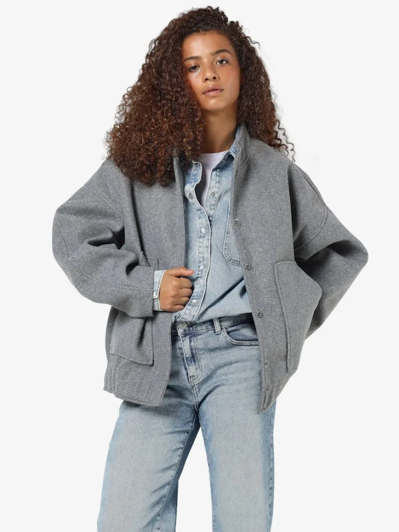 Noisy May Jacken*NMHALSTON L/S BOMBER JACKET FWD NOOS Light Grey Melange