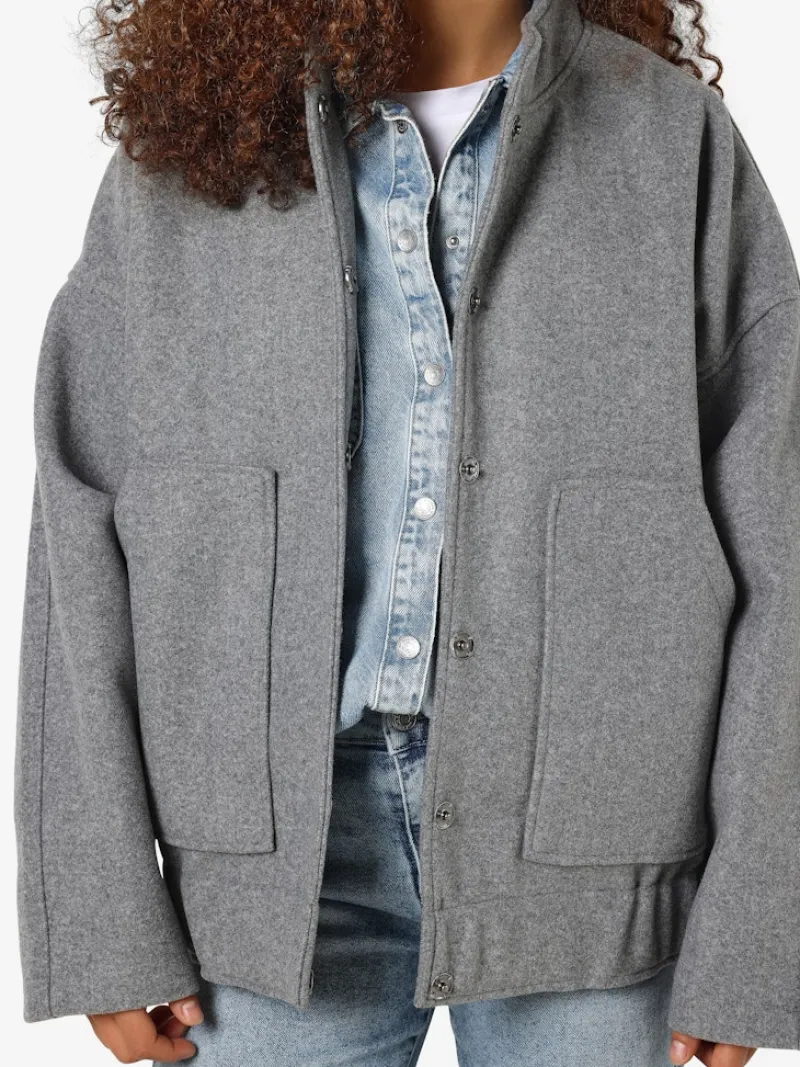 Noisy May Jacken*NMHALSTON L/S BOMBER JACKET FWD NOOS Light Grey Melange