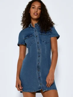 Noisy May Kleider*NMJOY S/S DRESS MB S* Medium Blue Denim